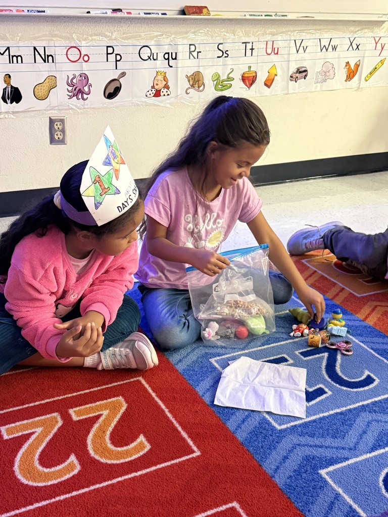 Student counting their 100 items