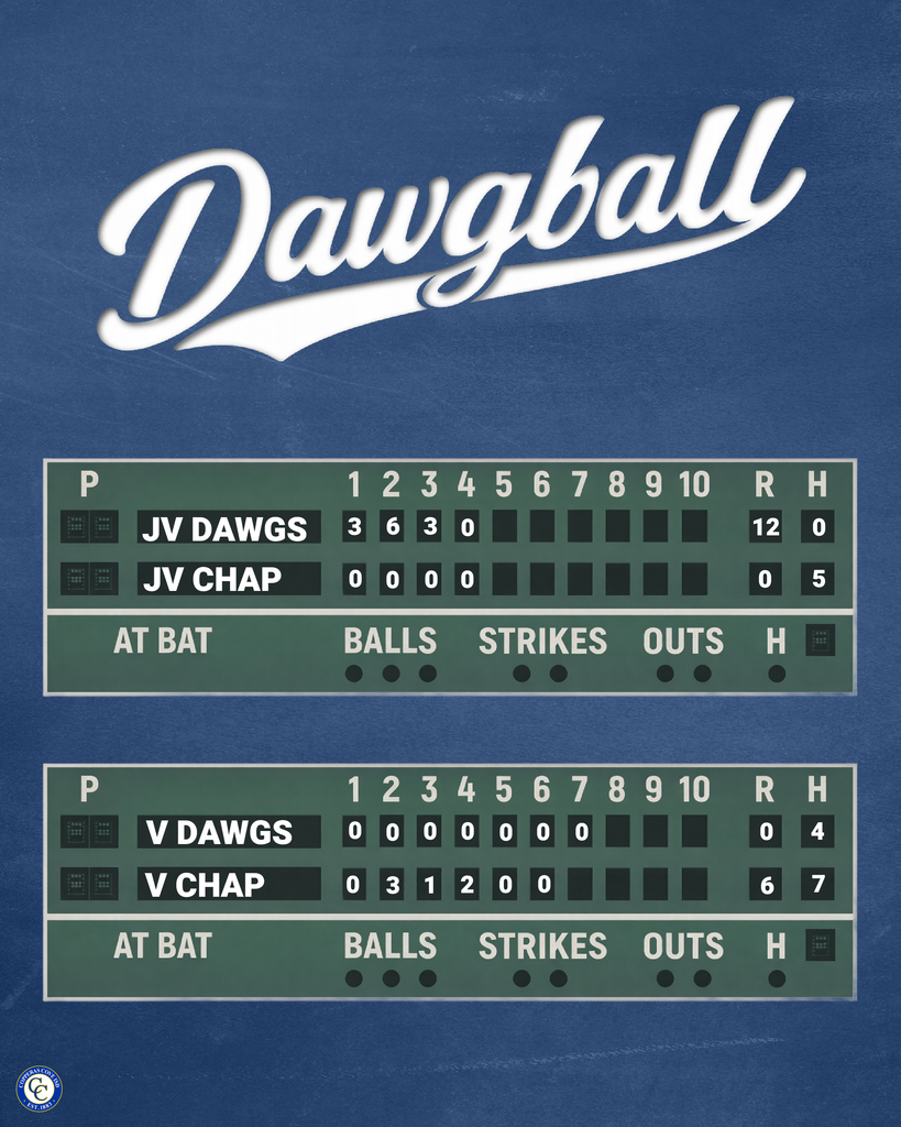 dawgball scores vs chap jv 12-0 varstiy 0-6