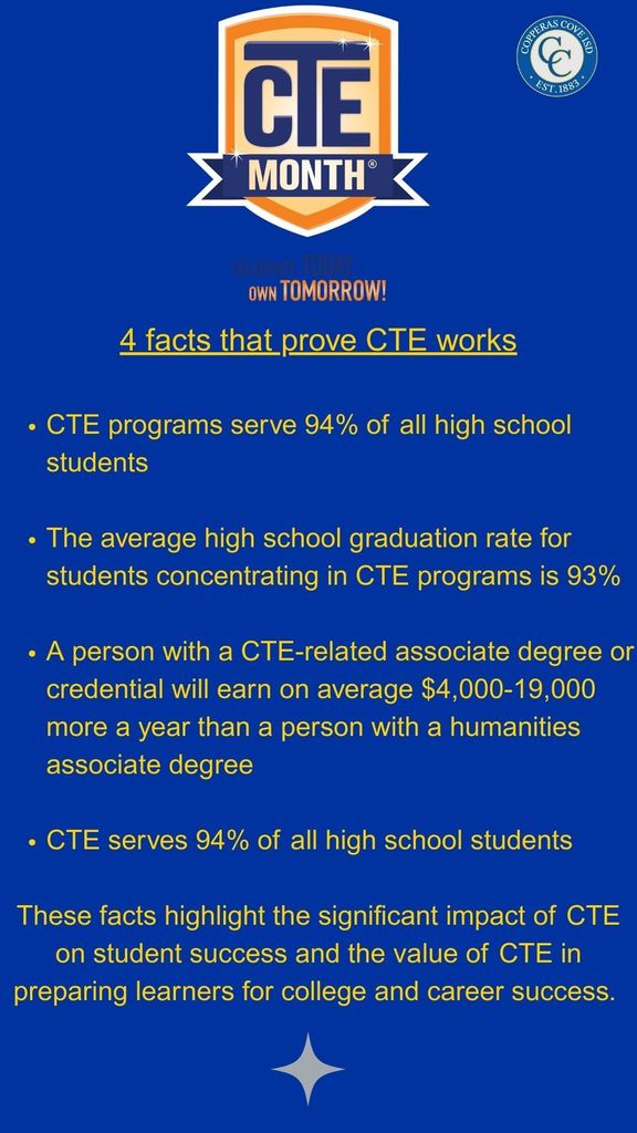 CTE month poster with logos