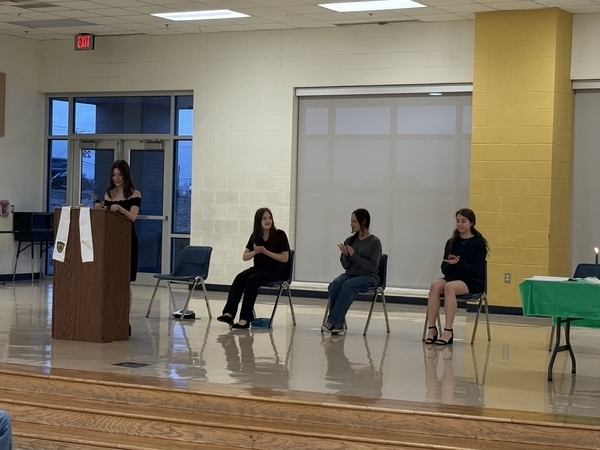 Students being inducted into the Science National Honor Society