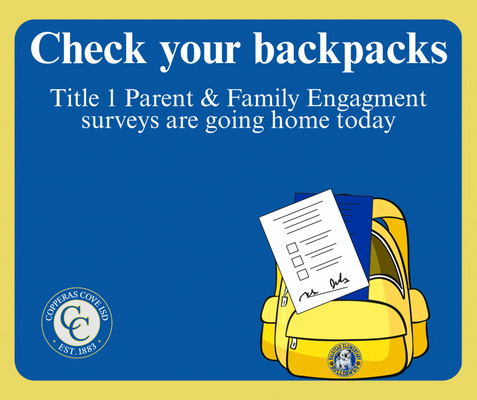Check your backpacks gif with CCISD logo details in caption