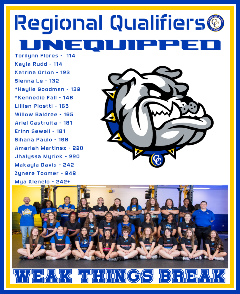 Torilynn Flores - 114 Kayla Rudd - 114 Katrina Orton - 123 *Sienna Le - 132 *Haylie Goodman - 132 *Kennedie Fall - 148 *Lillien Picetti - 165 *Willow Baldree - 165 Ariel Castruita - 181 Erinn Sewell - 181 Sihana Paulo - 198 Amariah Martinez - 220 Makayla Davis - 242 *Zynere Toomer - 242 Mya Klenclo - 242+
