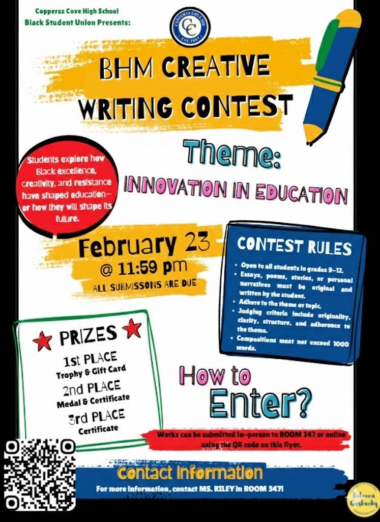 A graphical flyer with a QR code in the bottom-left corner. The seal of Rebecca Garbacky is in the bottom-right corner. Text in post body.