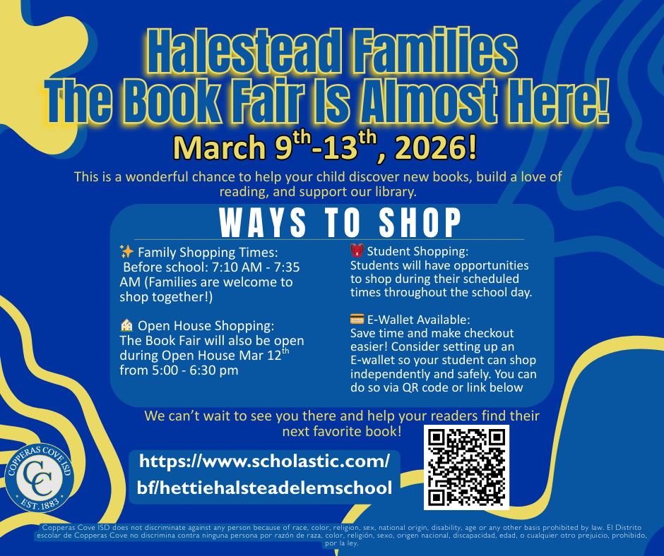 Spring Book fair flyer with CCISD logo details in caption