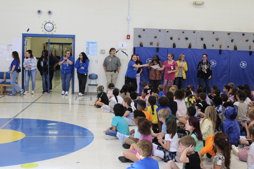 Students sitting in line in gym during  pep rally