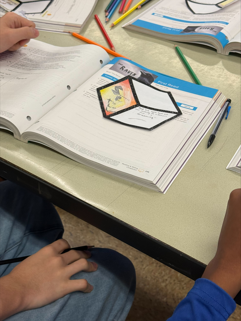 Students working on Escher squares in English class