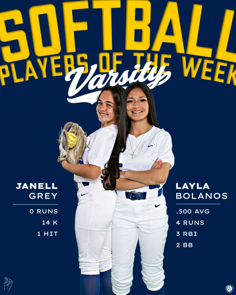 softball varsity players of the week janell grey and layla bolanos