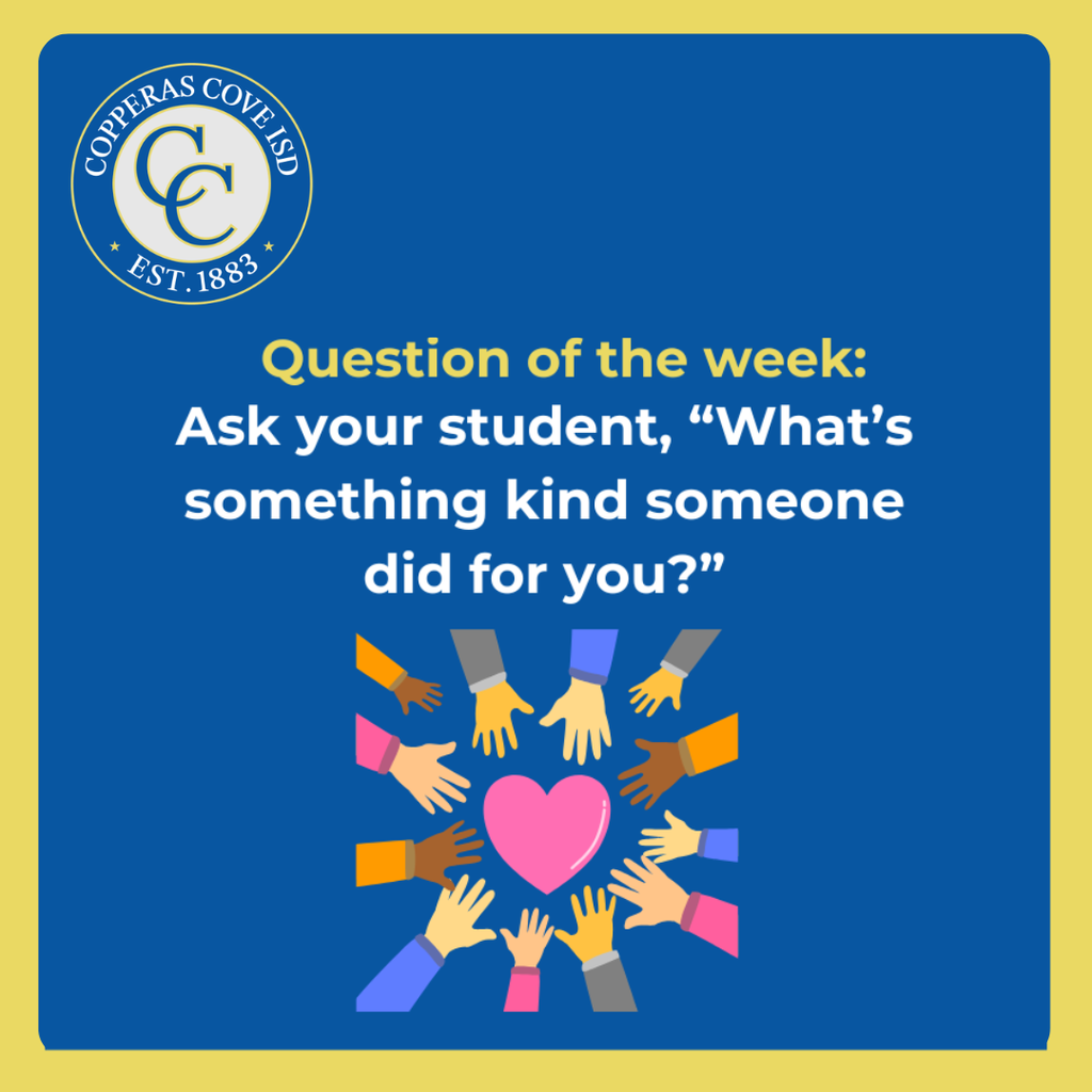 blue and gold graphic with ccisd seal and clip art of hands surrounding a pink heart shape. text in post