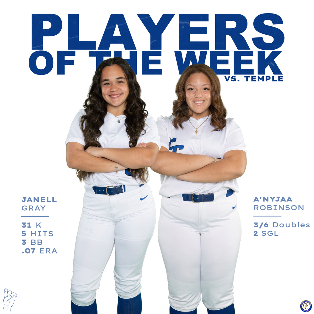 players of the week vs temple. janell gray 31 k , 5 hits, 3bb, .07era, anjaa robinson 3/6 doubles 2 sgl
