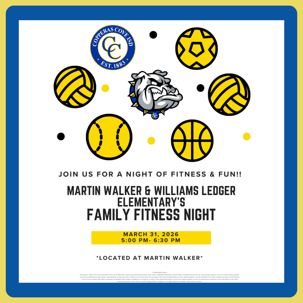 blue and gold graphic with ccisd seal and clip art of volleyball, soccer ball, basketball,  softball, and bulldawg   ). text in post