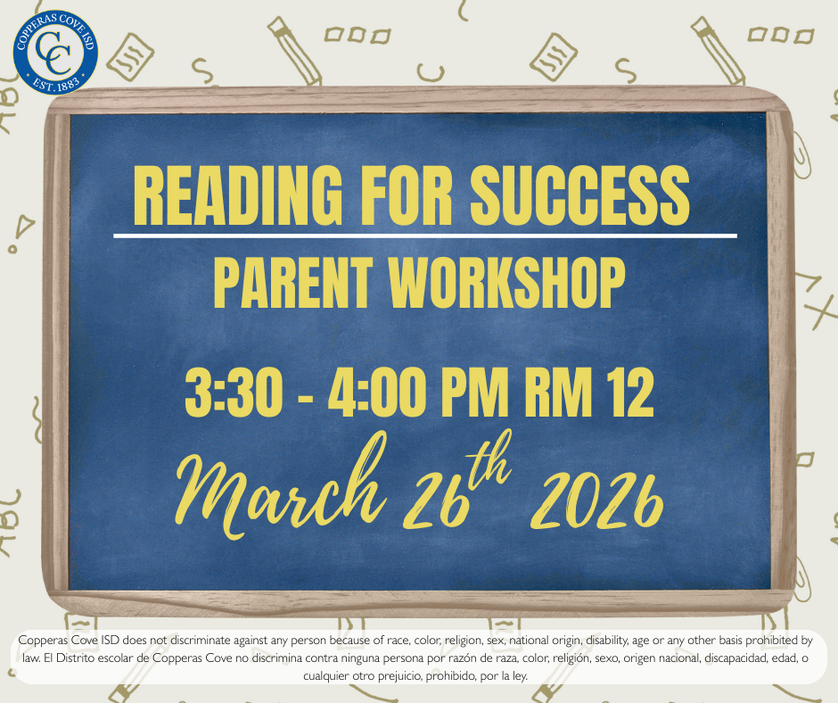 Reading for Success Parent Training flyer with CCISD logo details in caption