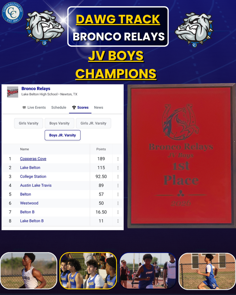 jv boys track 1st place at bronco relays