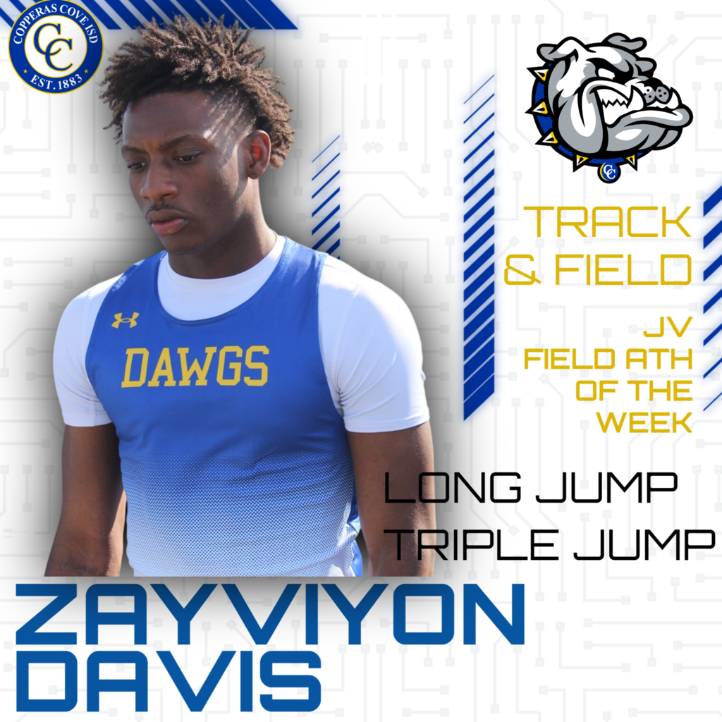 jv field athlete of the week jayviyon davis. long and triple jump