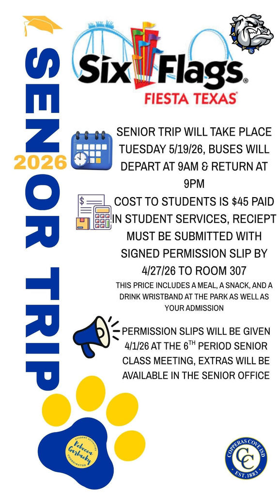 A graphical flyer with clipart for Six Flags amusement parks. Text in post body.