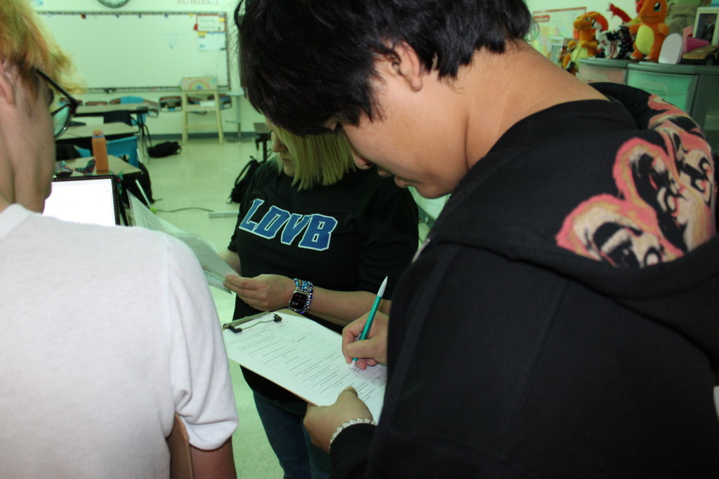 Copperas Cove High School Junior participating in a Gallery Walk . 