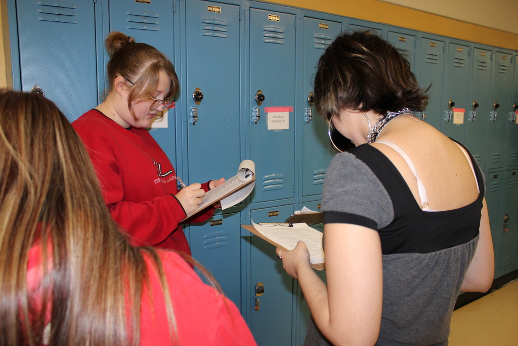 Copperas Cove High School Junior participating in a Gallery Walk . 