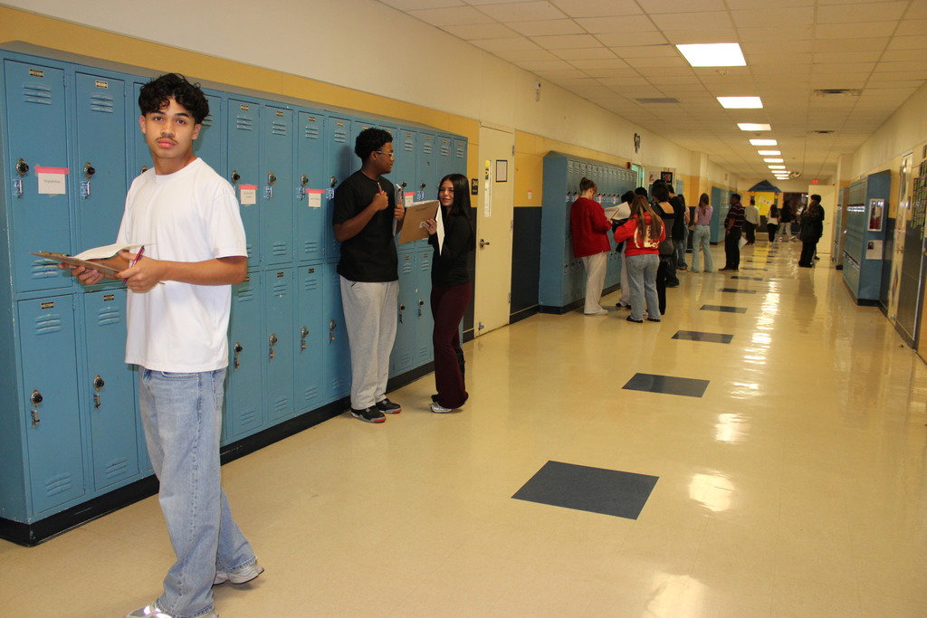 Copperas Cove High School Junior participating in a Gallery Walk . 