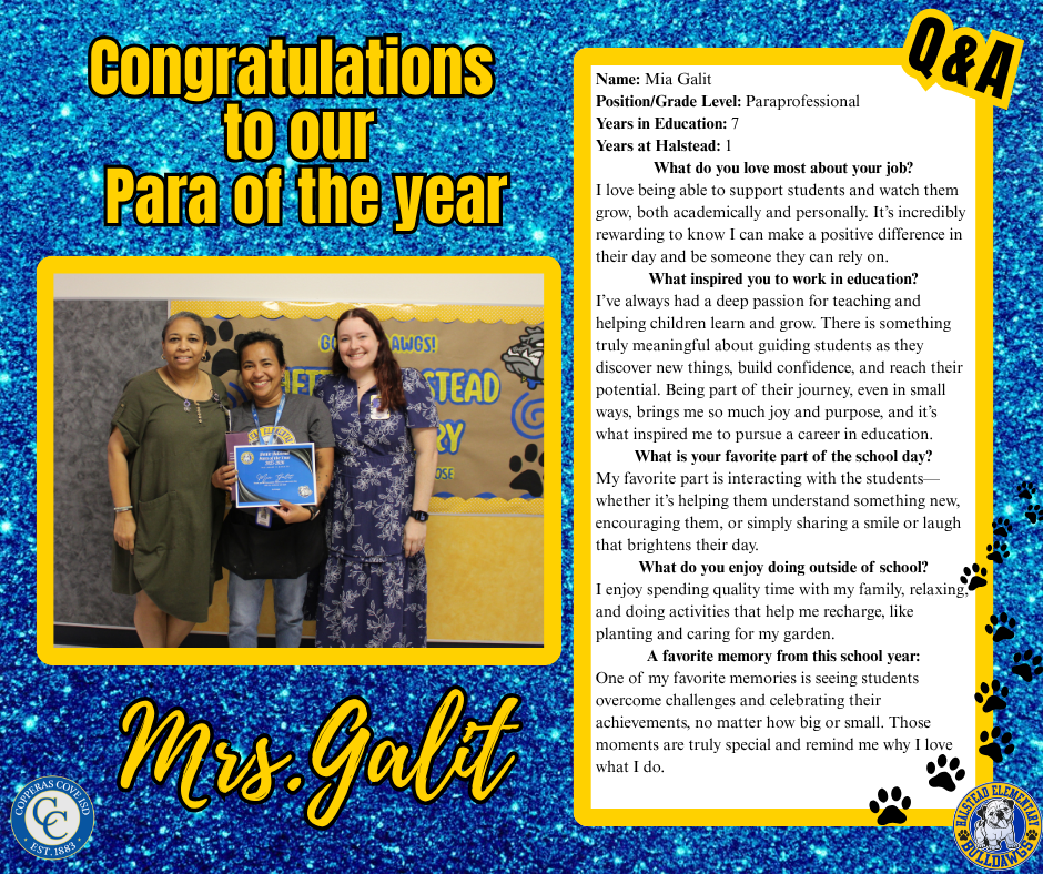 Para of the Year and Q&A flyer with CCISD logo details in caption