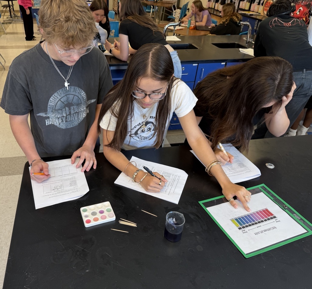Chemistry students performing an experiment.
