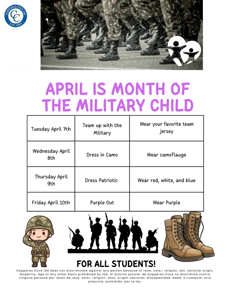 Month of the military child flyer with CCISD logo details in caption