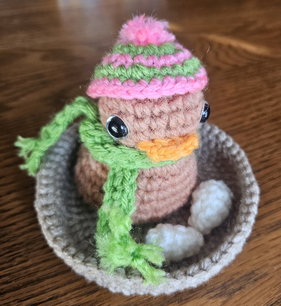 A variety of crochet animals.