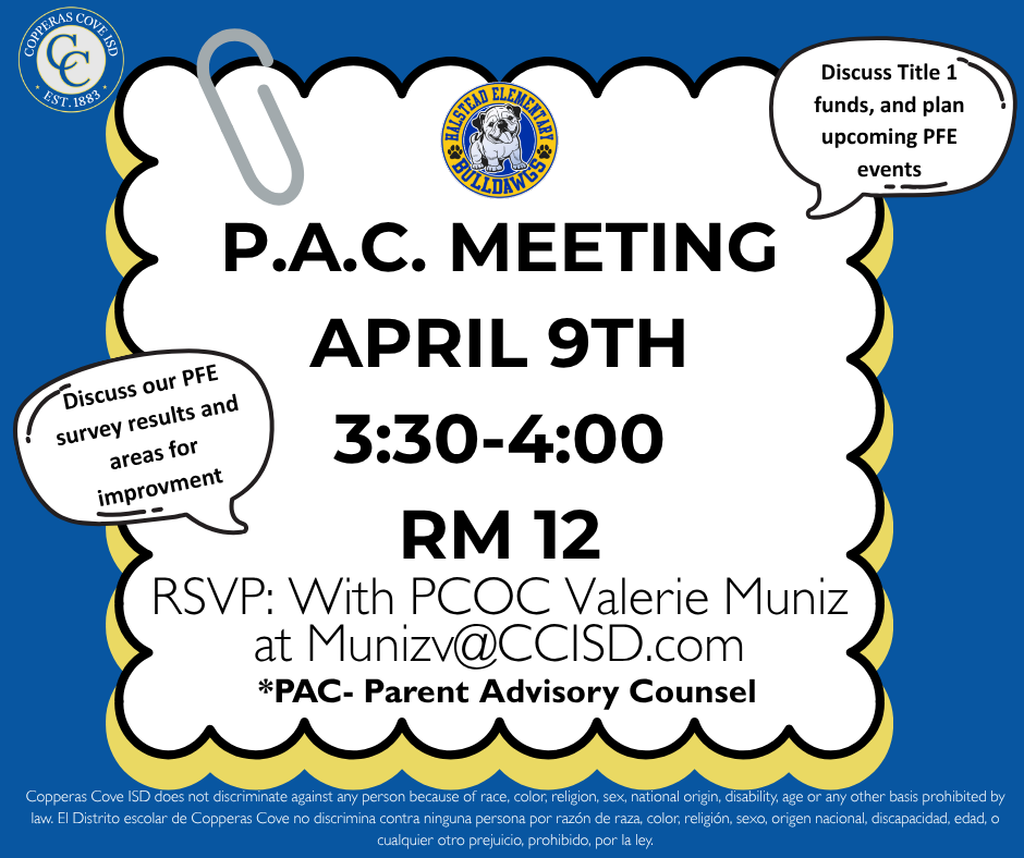 PAC Meeting flyer details in caption