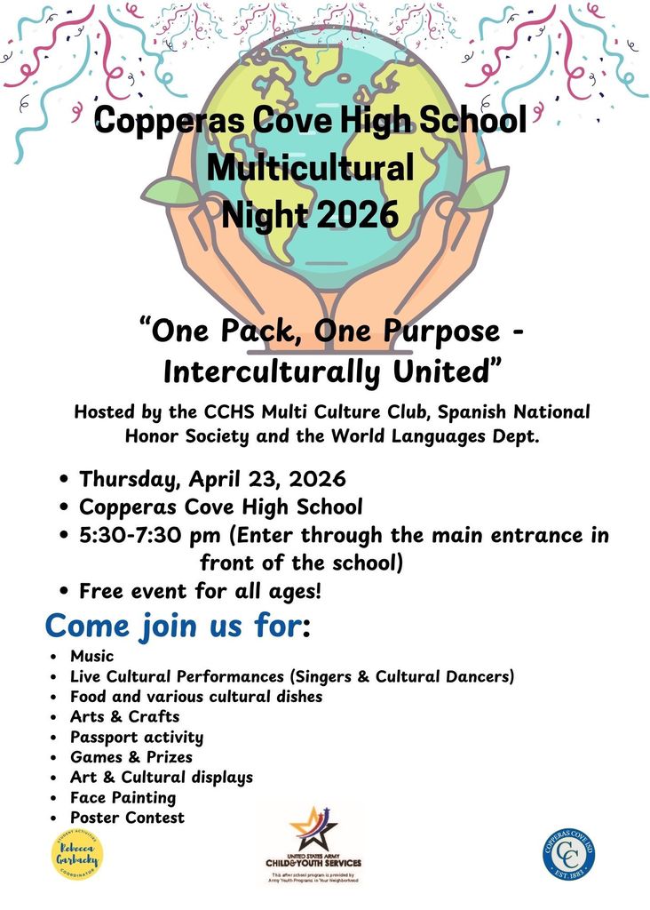 A graphical flyer with clipart off hands holding a globe.  Text in post body. 