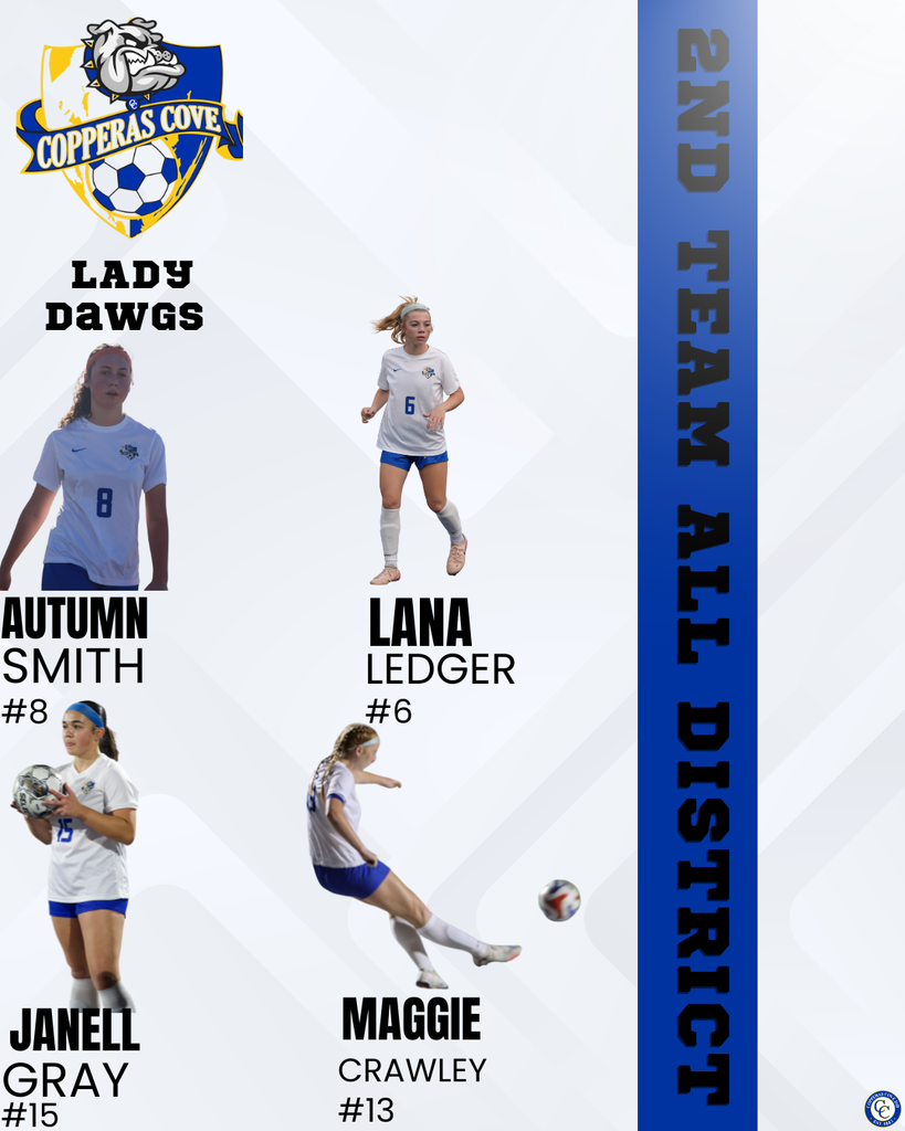 2nd team all district awards janell grey, maggie crawley, autumn smith, lana ledger