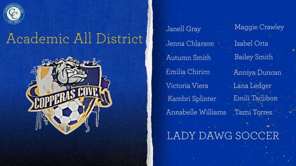 academic all district janelle gray , jenna charlson, autumn smith , emilia chirico, victoria viera, kambri splinter, annabelle williams, maggie crawley, isabel orta, bailey smith m anniya duncan , lana ledger, emili taclibon, tazni torres