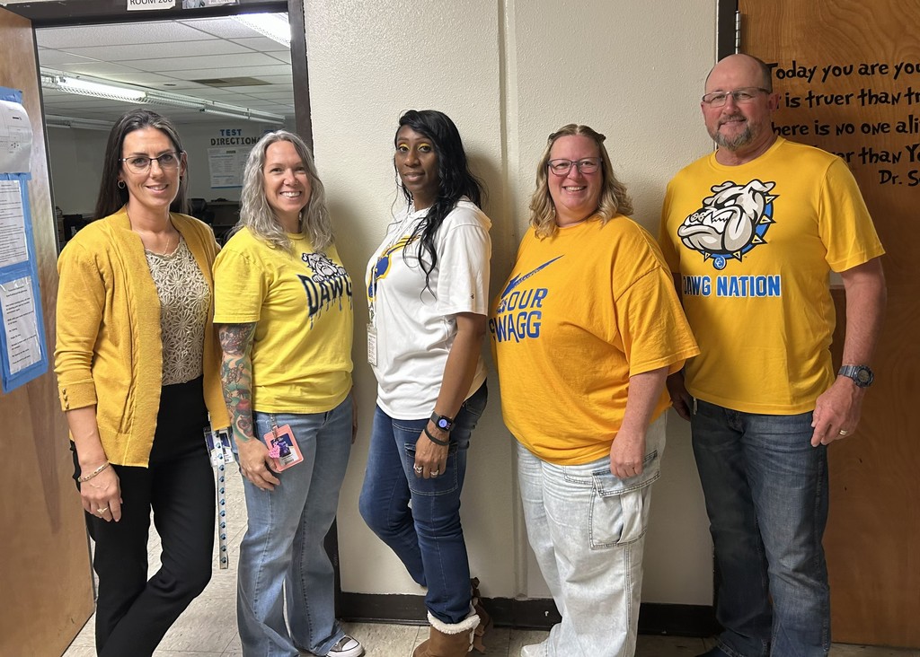 Staff in Yellow for spirit week