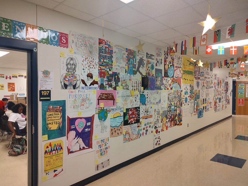 Copperas Cove High School students setting up for Multicultural Night 2026 with decorations in the hallway.