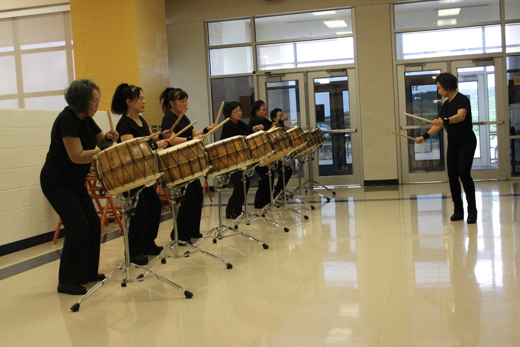 A cultural performance of drum-playing during Multicultural Night 