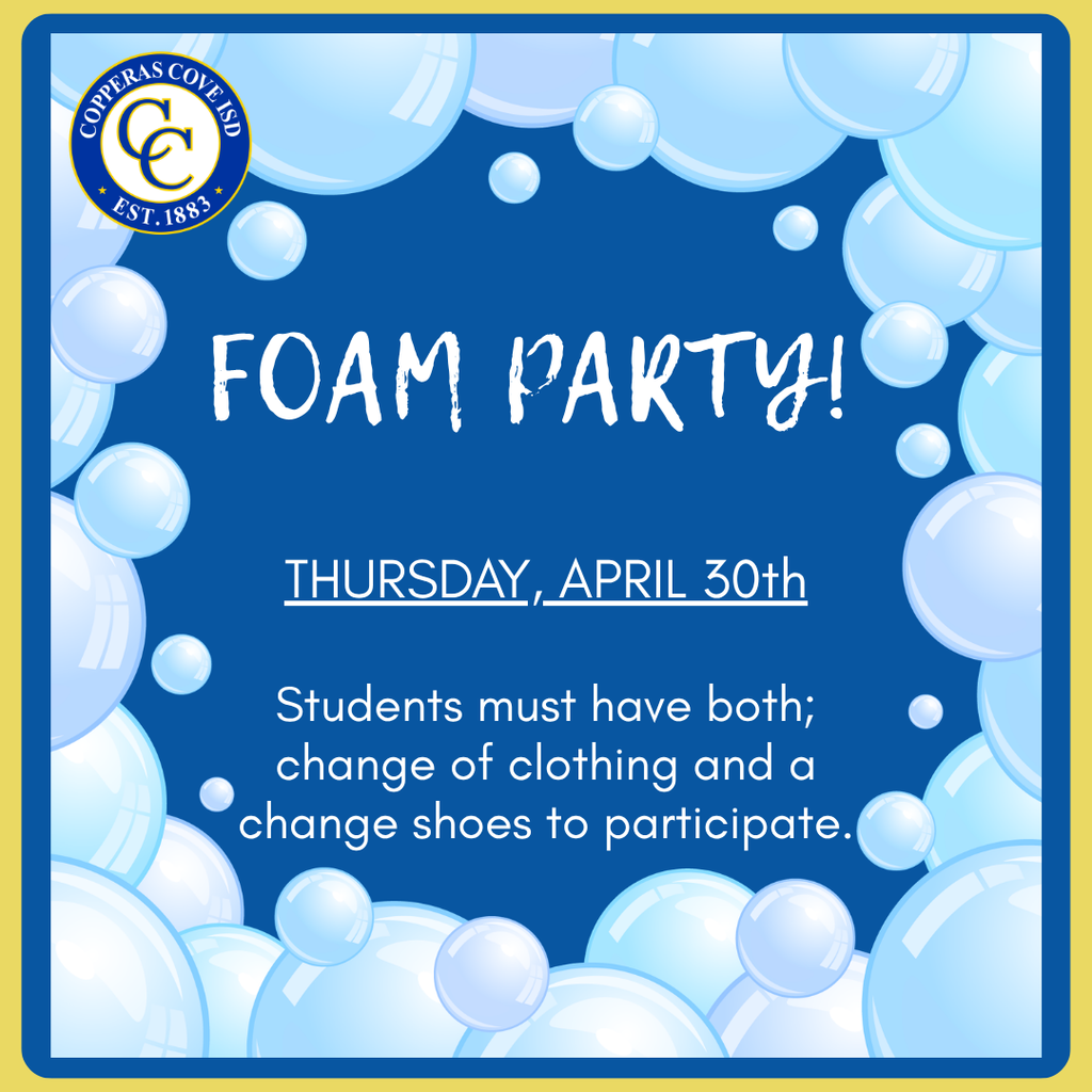 blue and gold graphic with ccisd seal and clip art of bubble boarder. text in post