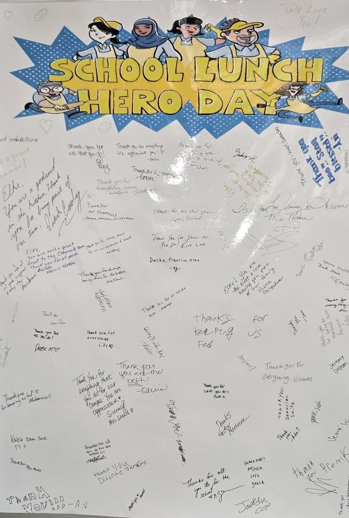 School Lunch hero poster of student signatures