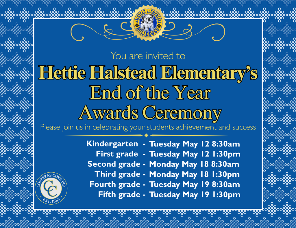 End of the Year Awards Ceremony flyer with CCISD logo details in caption