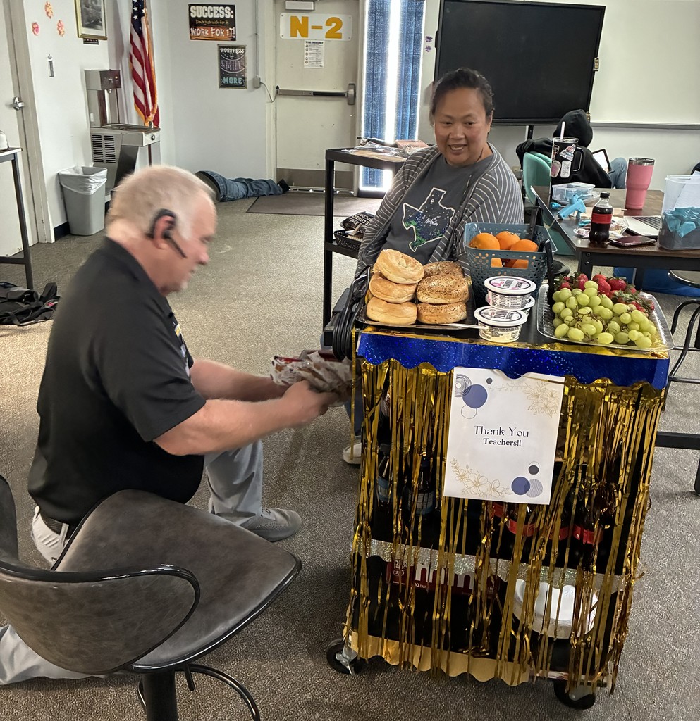 Teacher Appreciation snack cart visits.