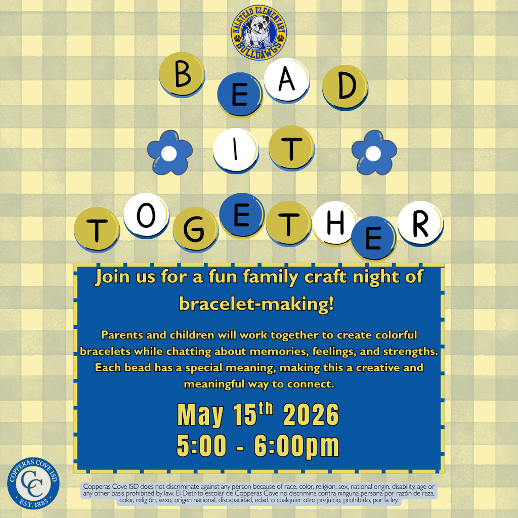 Bead it together flyer with CCISD logo details in caption