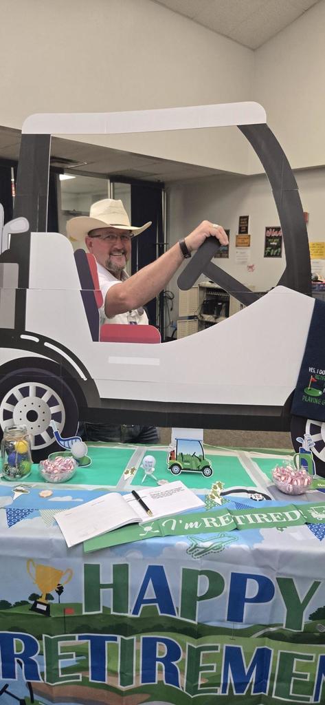 Mr. Love with golf cart cut out .