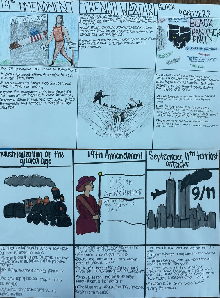 Student-created work in US History.