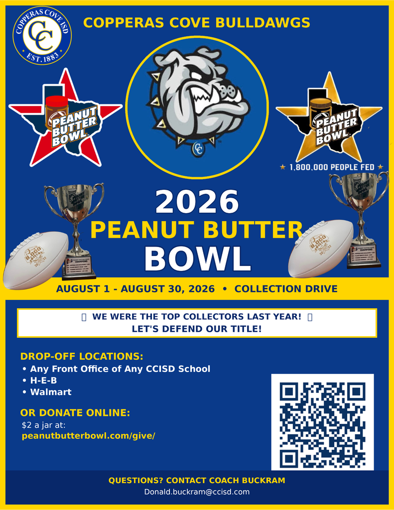2026 peanut butter bowl collection drive drop off location any ccisd front office, heb, walmart or online