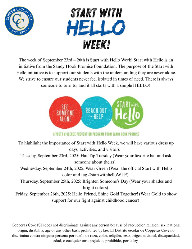 Start with Hello Week! Printable Version