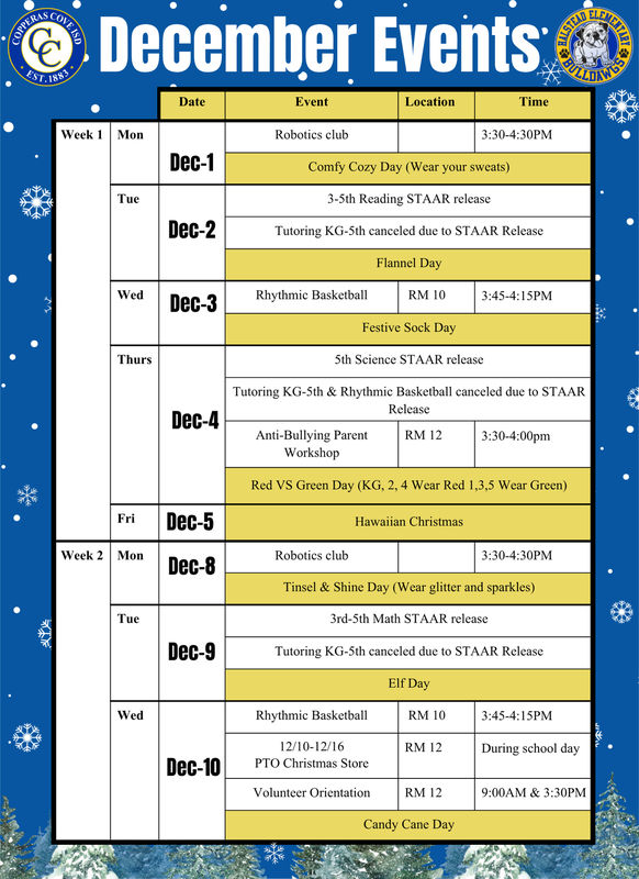 December Calendar with CCISD logo details in caption