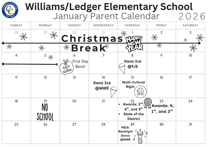 January Parent Calendar