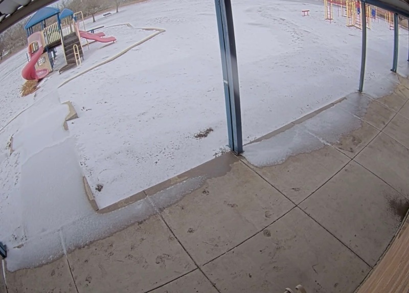 Photo of a playground covered in ice