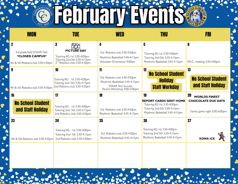February Events flyer with CCISD logo details in caption