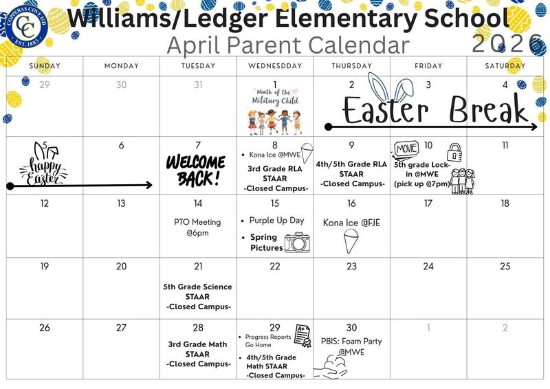 WLE April Parent Calendar