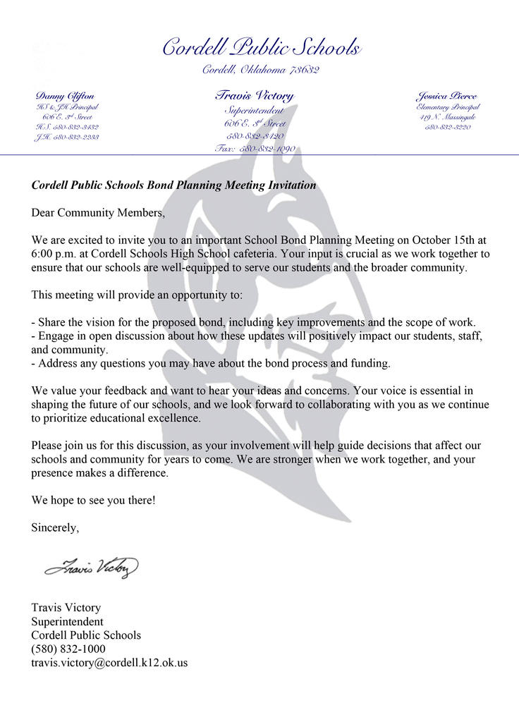 Bond Planning Invitation