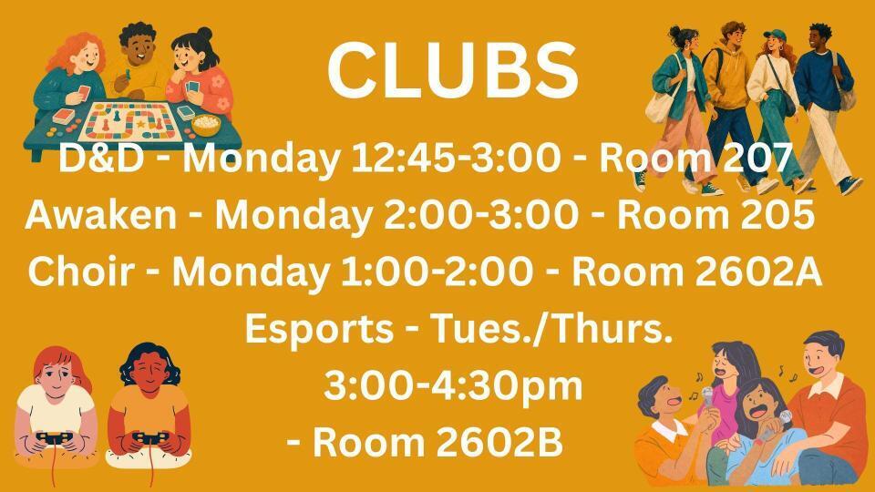 Fall Clubs Schedule