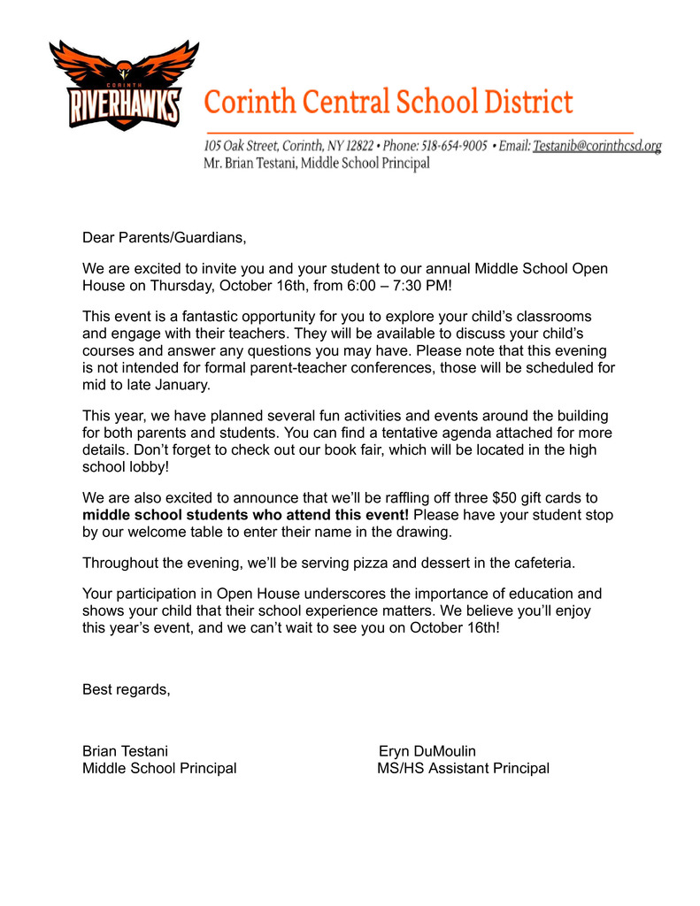 OPEN HOUSE LETTER 1