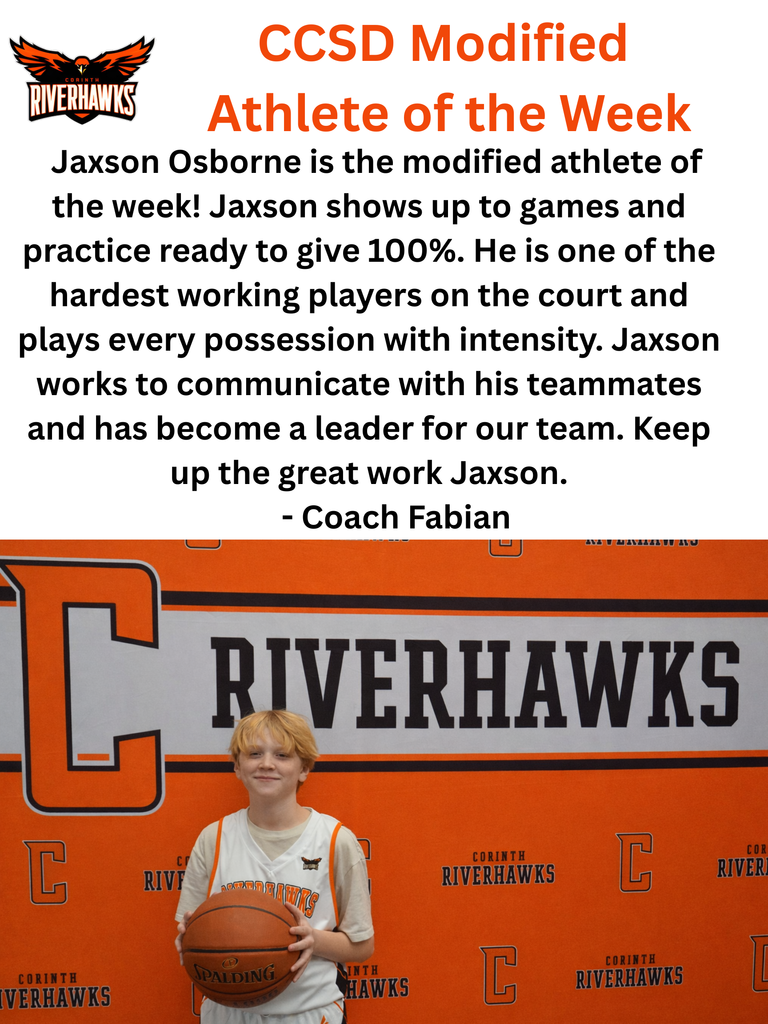 Modified Boys BB Athlete of the Week Jaxon O
